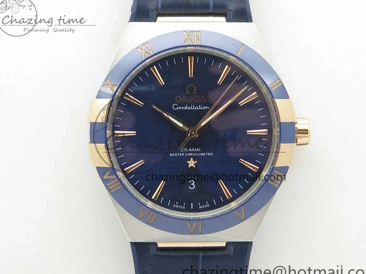 0409 Chic Constellation 131.33.41.21.03.001 SS RG TW Best Edition Blue Dial On Gummy Strap A 7872